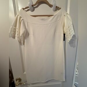Boston Proper White Beyond Travel Off Shoulder Mini Dress - NEW NEVER WORN